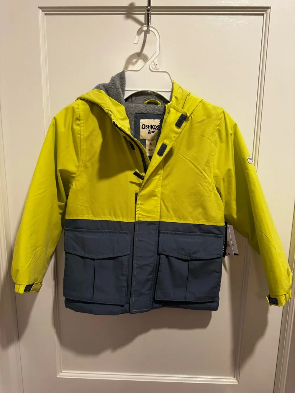 OshKosh B'gosh Two-Tone Yellow and Navy Hooded Rain Jacket